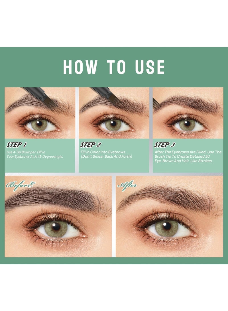 ZMDREAM Eyebrow Pencil 4-Tips , Long-lasting makeup,Waterproof,Beauty eyes Smudge Resistant,Benefit Soft Finish,kajal Brown - Image 4